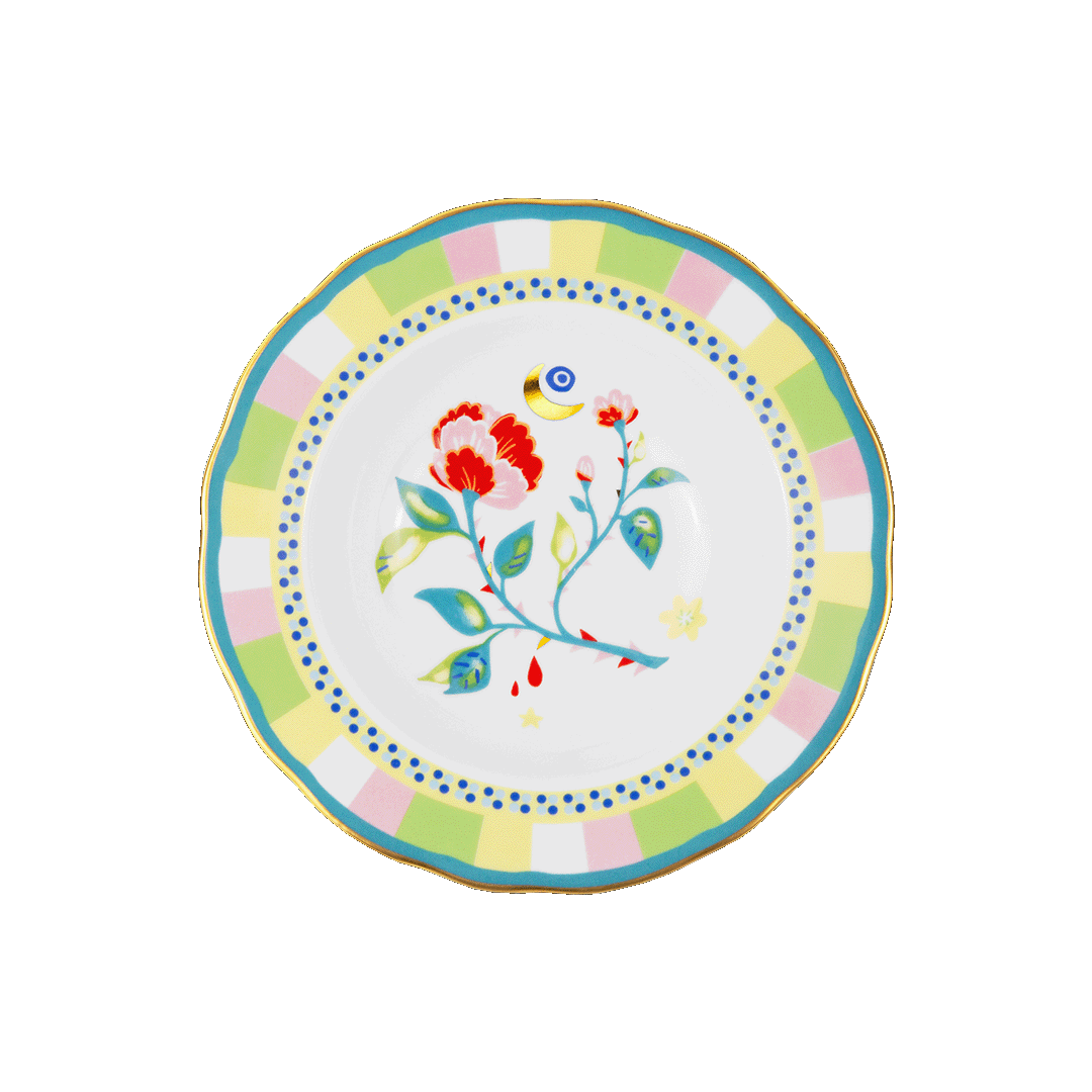 צלחת עמוקה צבעונית עם פרח