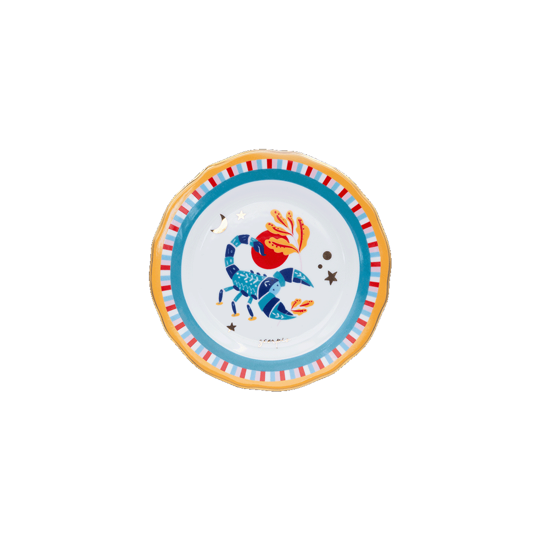 צלוחית במגוון סמלי גלגל המזלות - עקרב