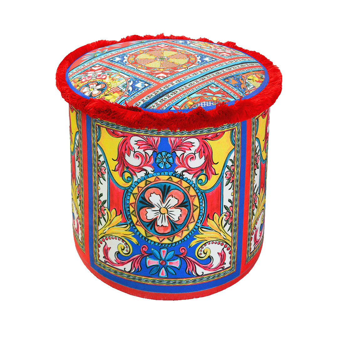 הדום/פוף קטיפה עגול אלגנטי - Sole Mio | אדום