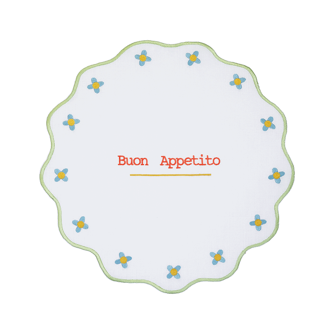 פלייסמט עגול רקום במגוון דגמים - BUON APPETITO