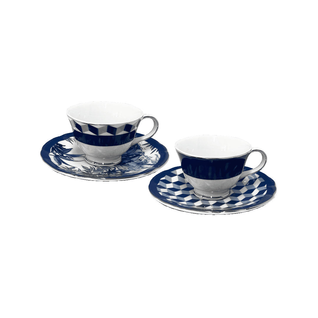 סט 2 ספלי אספרסו עם תחתיות - Versailles