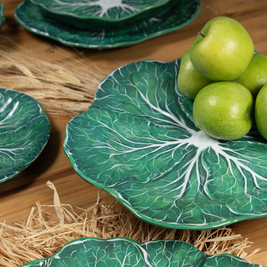 צלחת הגשה עגולה במגוון צבעים - ירוק