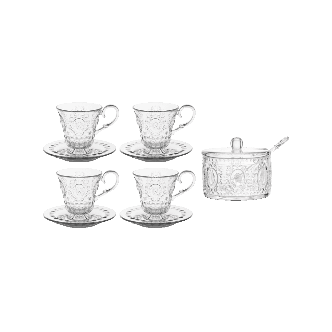 סט 4 ספלים וכלי אחסון עם מכסה וכף