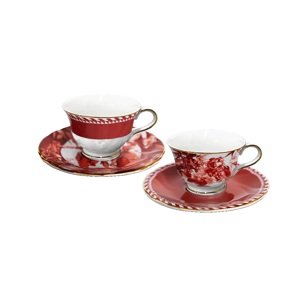 סט 2 ספלים עם תחתיות - Le rouge