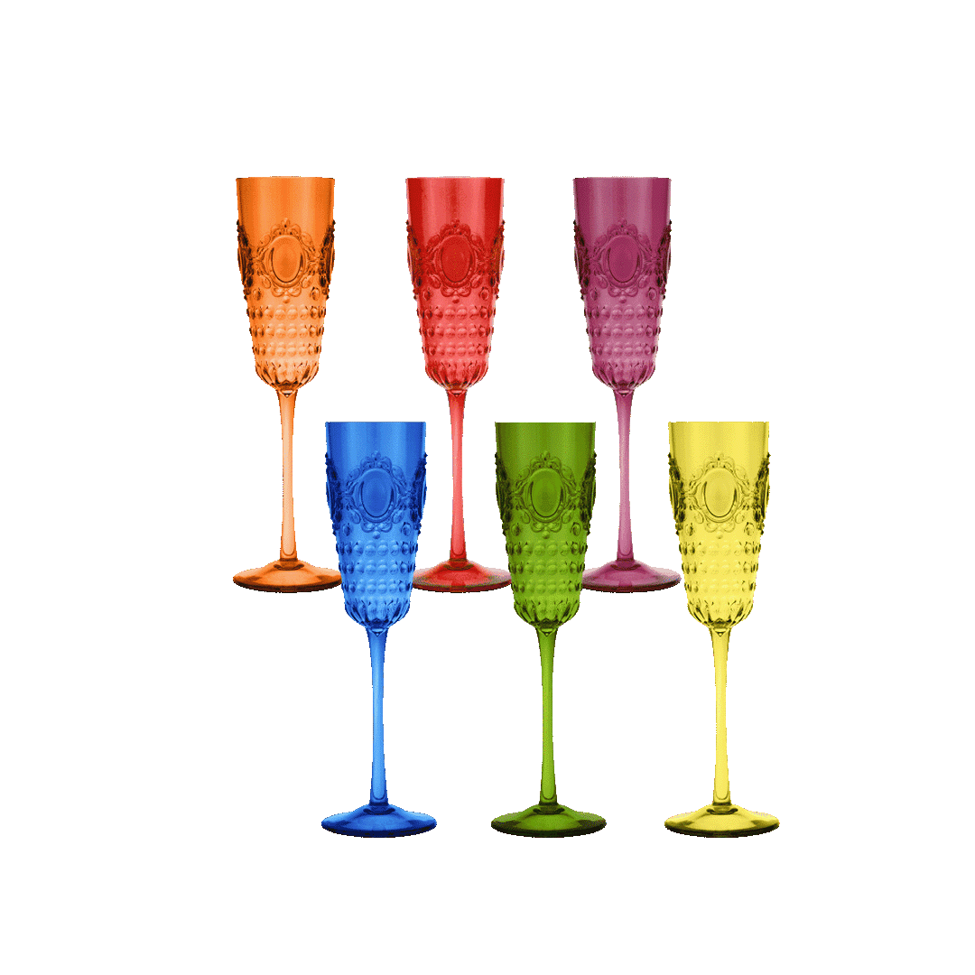 סט 6 כוסות שמפניה - במגוון צבעים