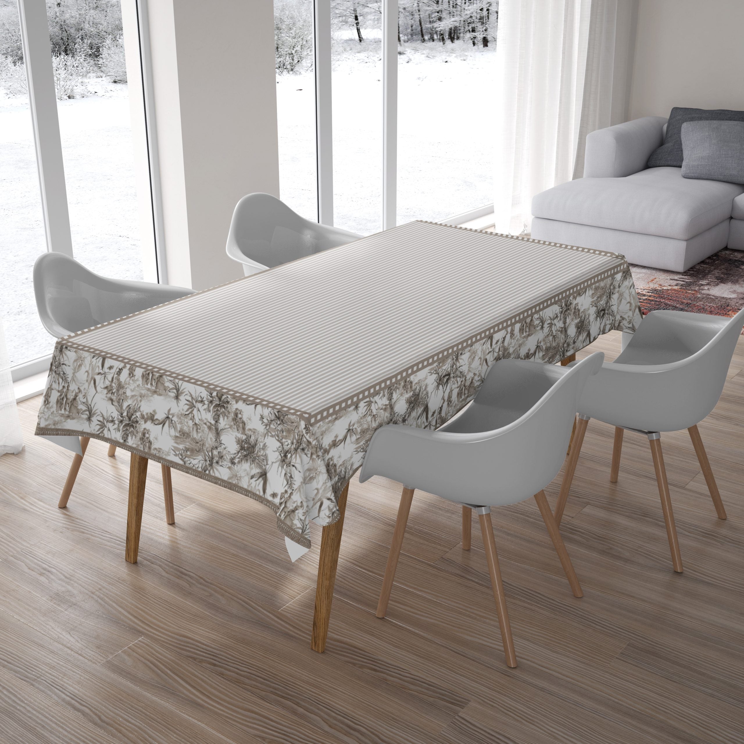 מפת שולחן מלבנית דוחה כתמים - Joke | 160x24 |  אפור חום