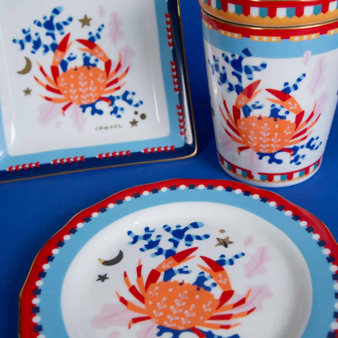 צלוחית במגוון סמלי גלגל המזלות - סרטן