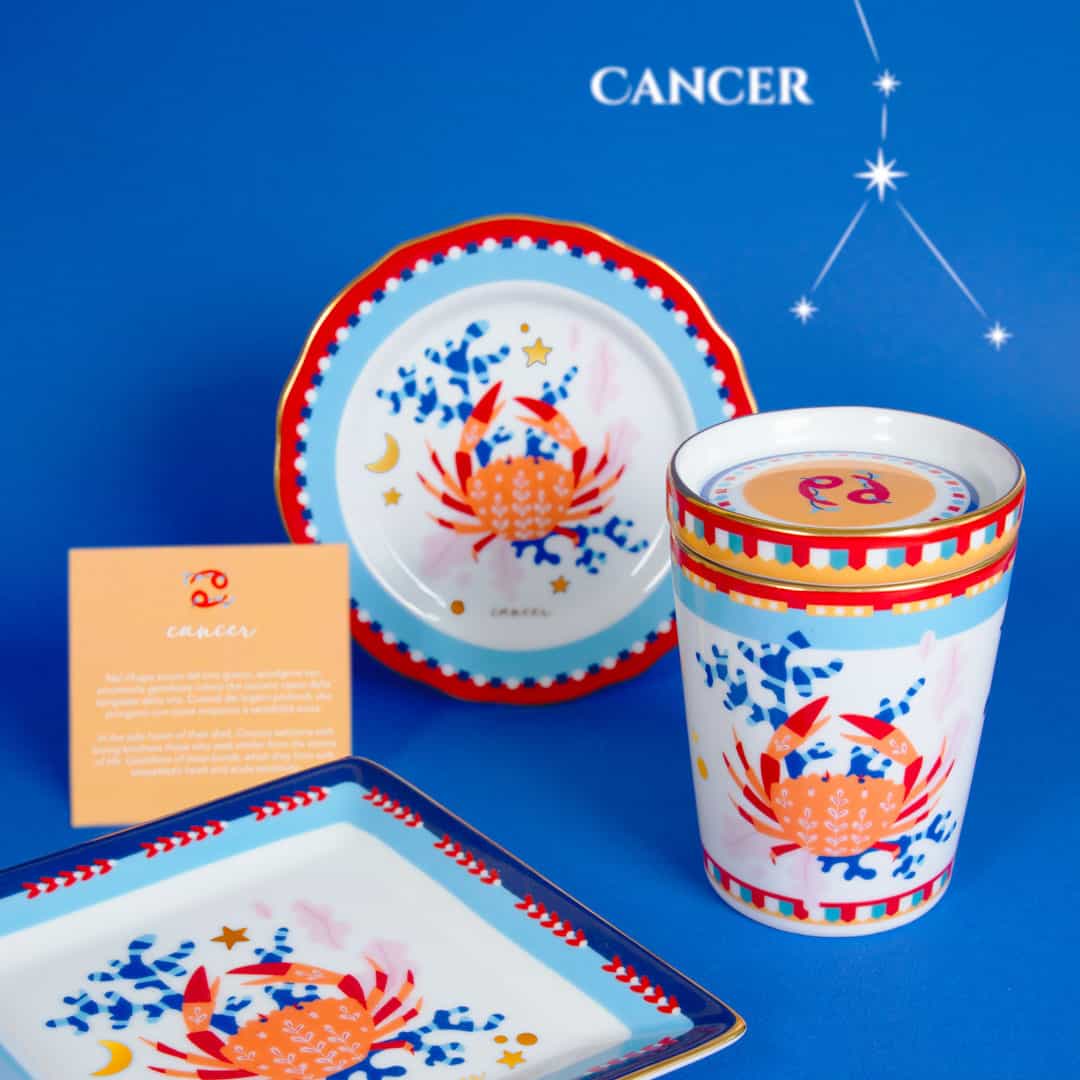 צלוחית מרובעת במגוון סמלי גלגל המזלות - סרטן