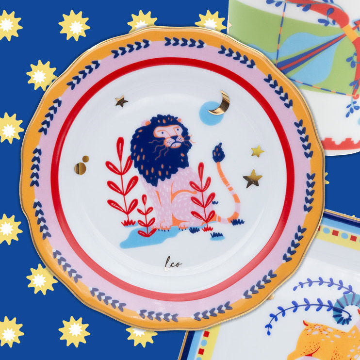 צלוחית במגוון סמלי גלגל המזלות - אריה